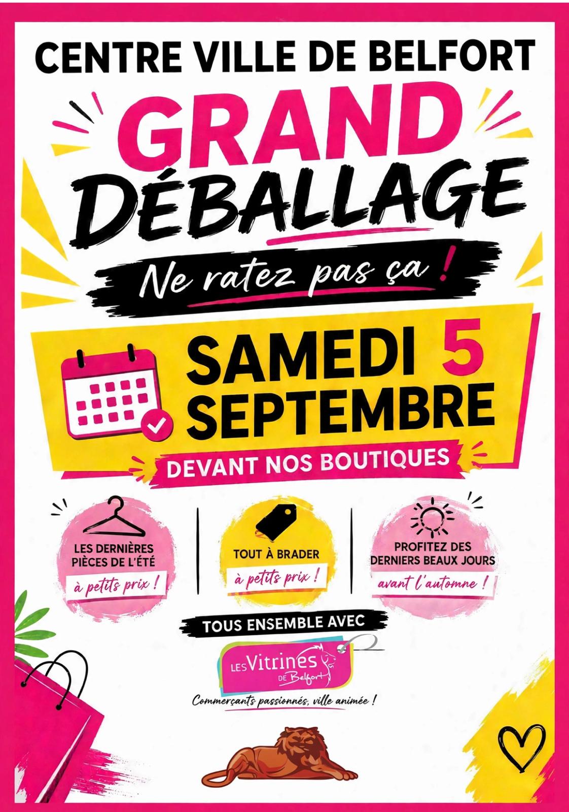Grand Déballage Belfort 5 septembre Affiche du Grand Déballage du centre-ville de Belfort, samedi 5 septembre